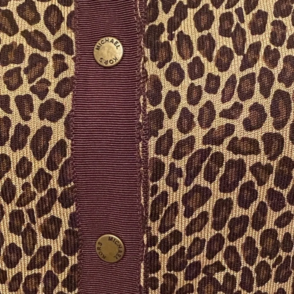 Michael Michael Kors Leopard Print Snap Front Sweater Color: Black/Brown Size: M